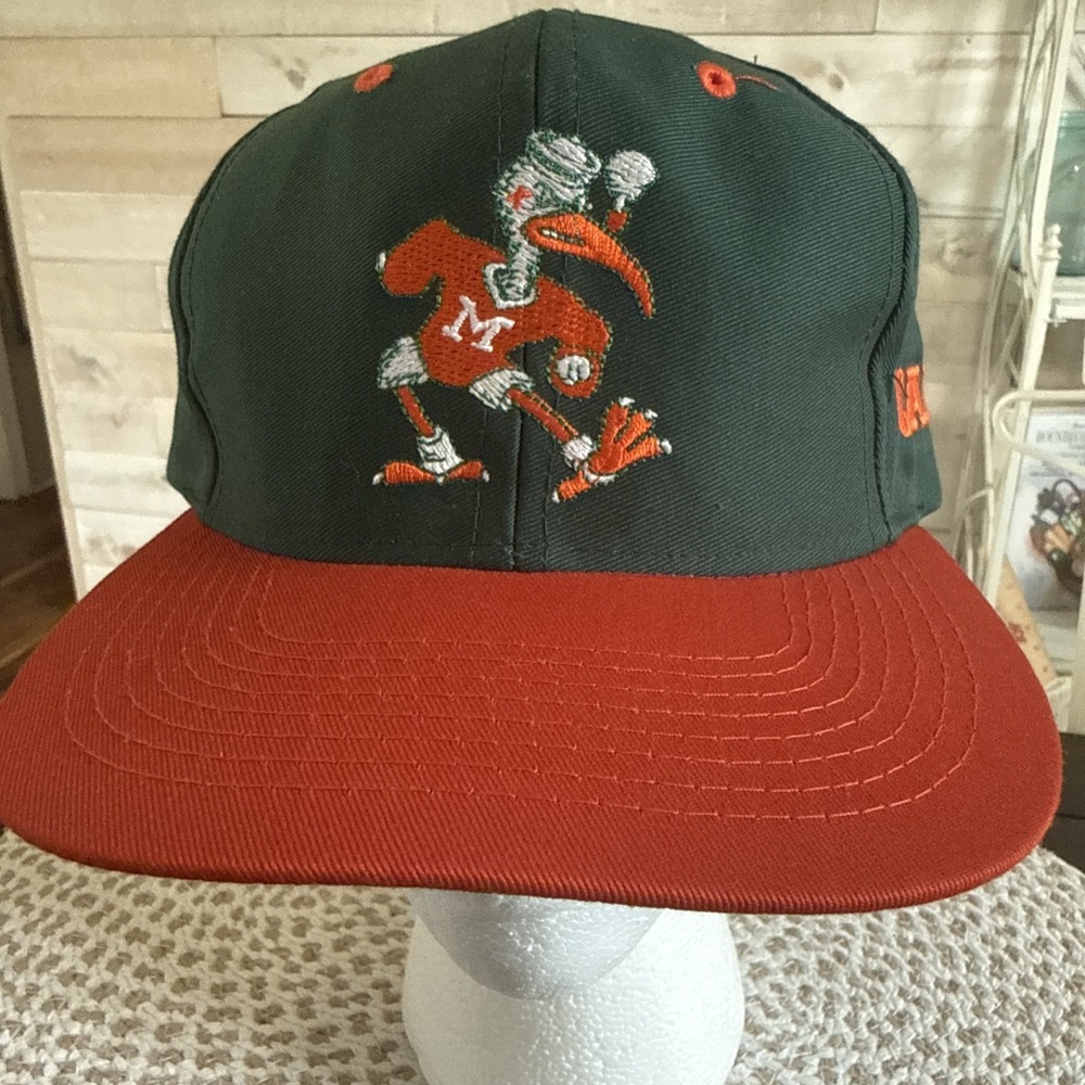 Vintage Miami Hurricanes  Competitor Green & Orange SnapBack Hat Fast Ship